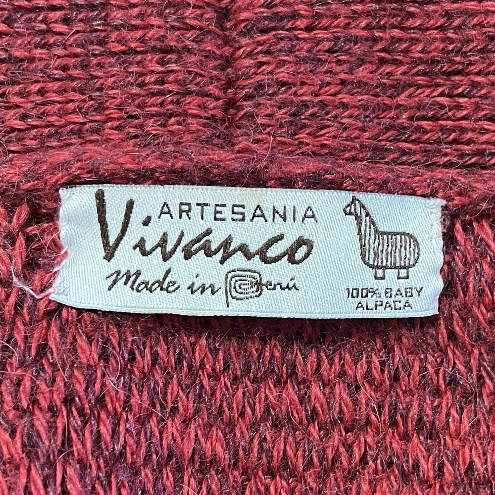 Vivanco Artesnia 100% Alpaca Cardigan Womens S Berry Red Open Front Knit Sweater - Picture 5 of 5
